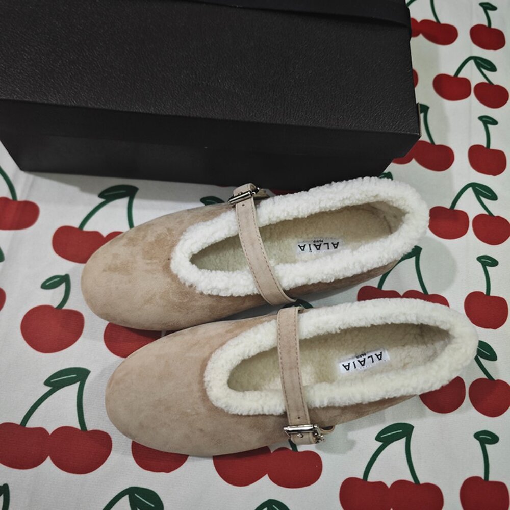 Alaïa Mary Jane Fleece-Lined Flats